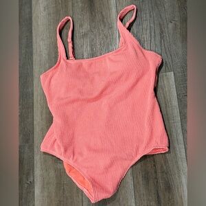Coral Ribbed One Piece Swimsuit